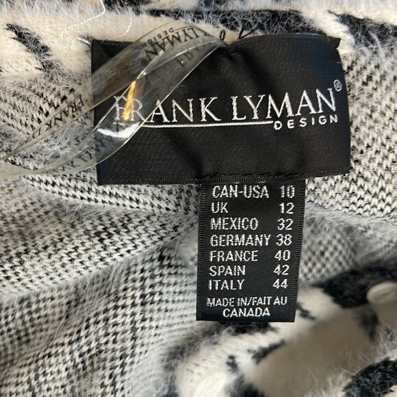 Frank Lyman Abstract Black White Cardigan Sweater Size 10 - Picture 6 of 7